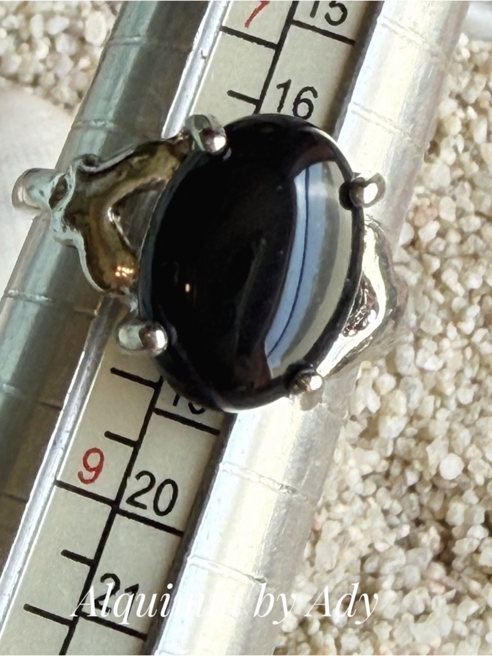 Silver Black Onyx Oval Ring